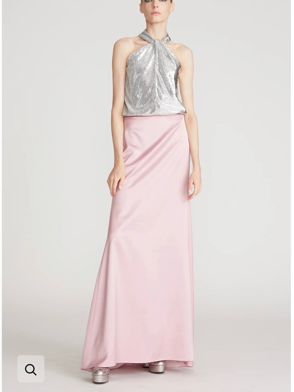 Halston Heritage Aston Satin Skirt in Dusty Rose NWT 8